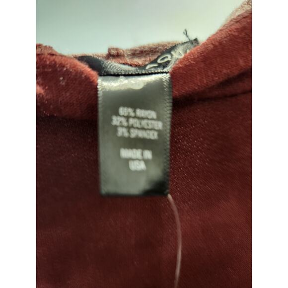 NWT Aqua Burgundy Tie-Dye Long Sleeve Hooded Pullover Top Medium Made‎ in USA - Picture 4 of 5